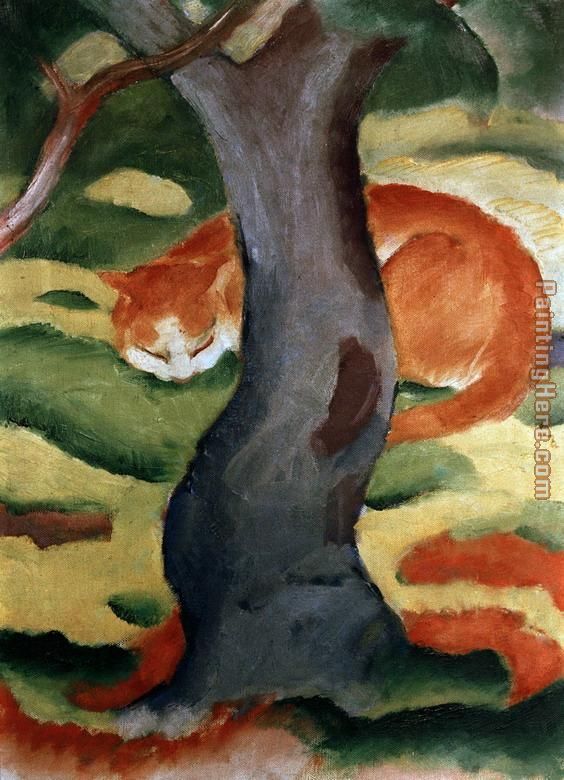 Katze unter einem Baum painting - Franz Marc Katze unter einem Baum art painting